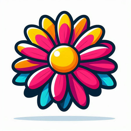 Colorful flower icon isolated on white background. Vector cartoon illustration.のイラスト素材