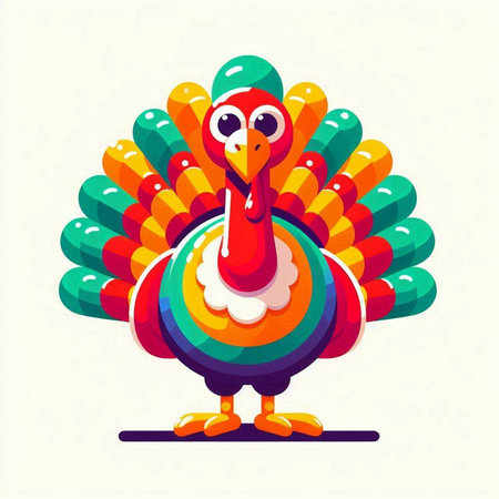 Cartoon Turkey. Colorful vector illustration. Isolated on white background.のイラスト素材