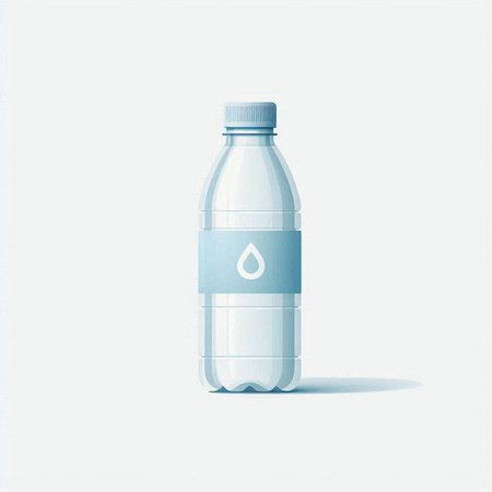 Illustration of a plastic bottle with water on a white background.のイラスト素材