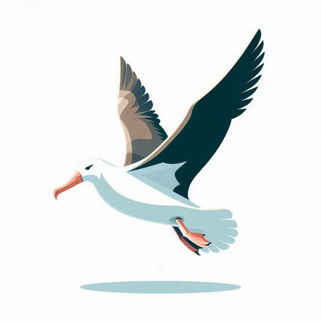 Flying seagull isolated on white background. Vector illustration. Eps 10.のイラスト素材