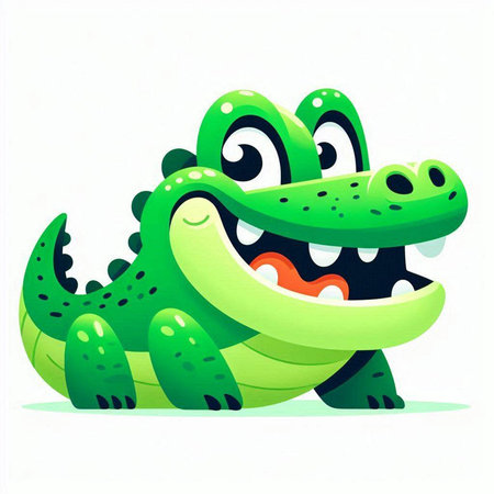 Cartoon crocodile. Vector illustration. Isolated on white background.のイラスト素材