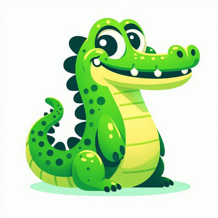 Cute cartoon crocodile. Vector illustration isolated on white background.のイラスト素材