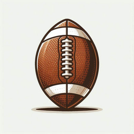 American football ball isolated on white background. Vector illustration in retro style.のイラスト素材