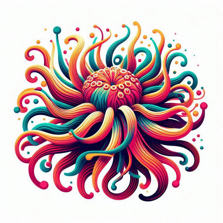 abstract colorful sun with waves on white background. Vector illustration.のイラスト素材