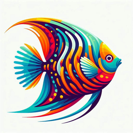 Colorful fish vector illustration on a white background. Vector illustration.のイラスト素材