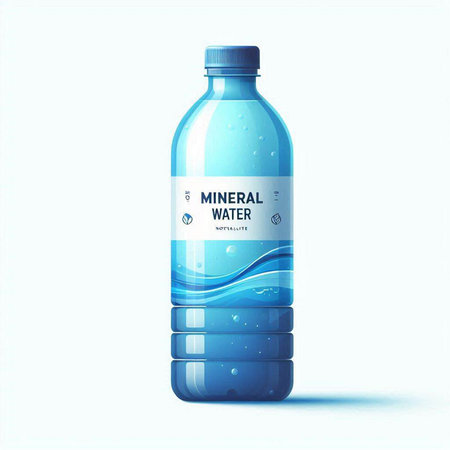 Illustration of a plastic bottle of mineral water on a white backgroundのイラスト素材