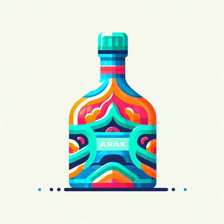Alcoholic drink in a bottle. Vector illustration of a bottle of alcohol.のイラスト素材