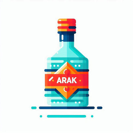 Alcoholic drink. Bottle of vodka. Vector illustration in flat styleのイラスト素材