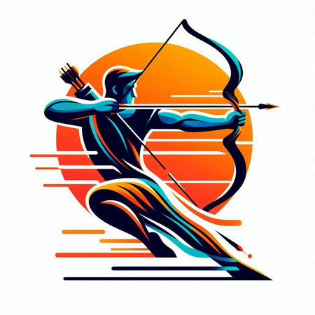 Archer with bow and arrow. Vector illustration for your design.のイラスト素材