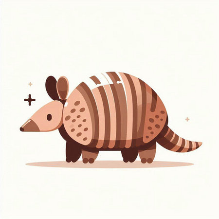 Cute cartoon armadillo on white background. Vector illustration.のイラスト素材