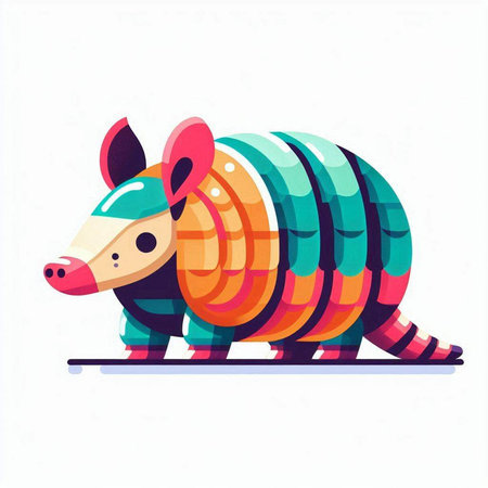 Cute cartoon funny little colorful armadillo. Vector illustration.のイラスト素材