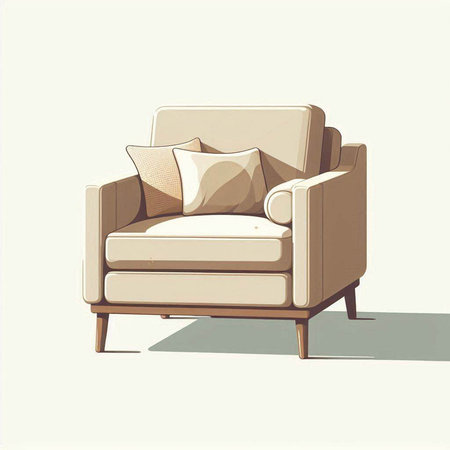 Armchair with pillows on a white background. Vector illustration.のイラスト素材