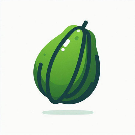 Papaya icon. Vector illustration of a fresh green papaya.のイラスト素材