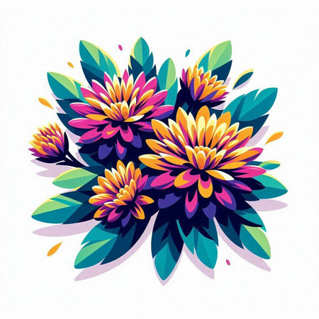 Colorful flowers on a white background. Vector illustration. EPS 10のイラスト素材