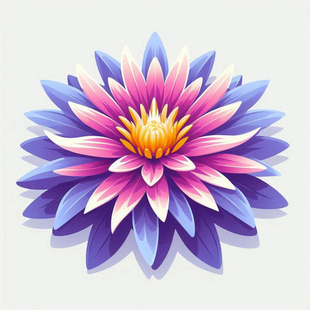 Illustration of a pink and blue lotus on a white backgroundのイラスト素材