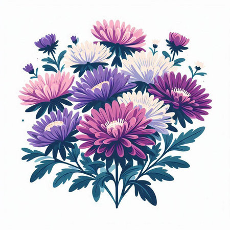 Beautiful chrysanthemum bouquet. Vector illustration.のイラスト素材