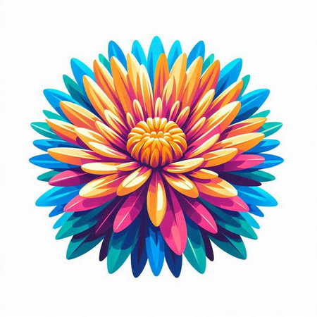 Colorful dahlia flower isolated on white background. Vector illustration.のイラスト素材