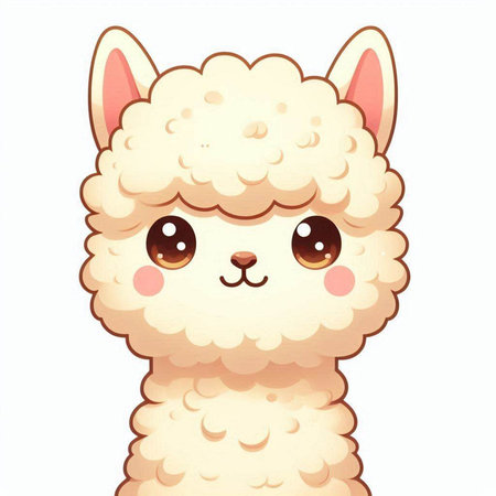 Cute cartoon alpaca isolated on white background. Vector illustration.のイラスト素材