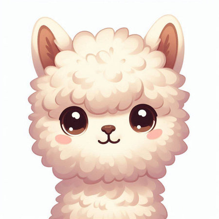 Cute cartoon alpaca. Vector illustration on white background.のイラスト素材