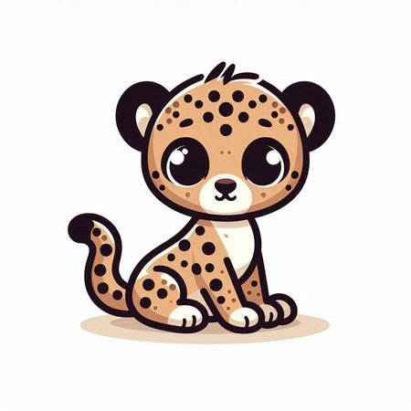 Cute cartoon cheetah isolated on white background. Vector illustration.のイラスト素材