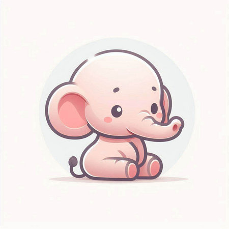 Cute baby elephant in cartoon style on white background. Vector illustration.のイラスト素材