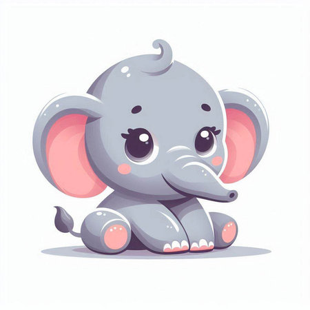 Cute cartoon elephant. Vector illustration isolated on a white background.のイラスト素材