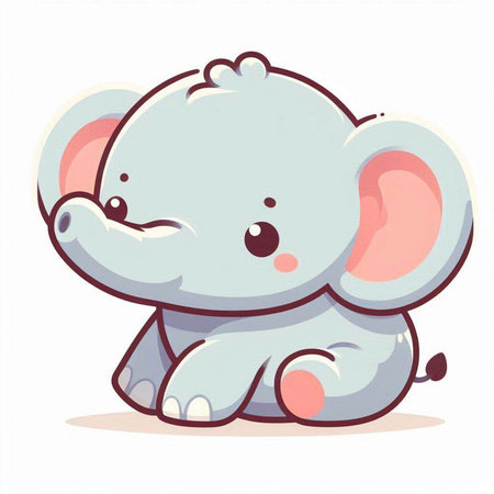 Cute baby elephant cartoon vector illustration isolated on a white background.のイラスト素材