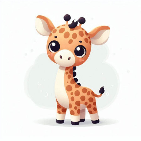 Cute cartoon giraffe on a white background. Vector illustration.のイラスト素材