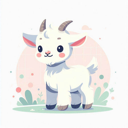 Cute goat vector illustration. Cute cartoon baby goat character.のイラスト素材