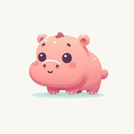 Cute hippopotamus. Vector illustration in a flat style.のイラスト素材