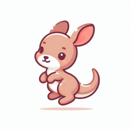 Cute cartoon kangaroo. Vector illustration isolated on white background.のイラスト素材