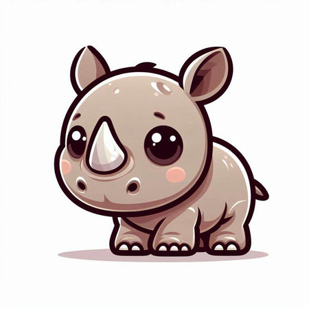 Cute cartoon rhinoceros isolated on white background. Vector illustration.のイラスト素材