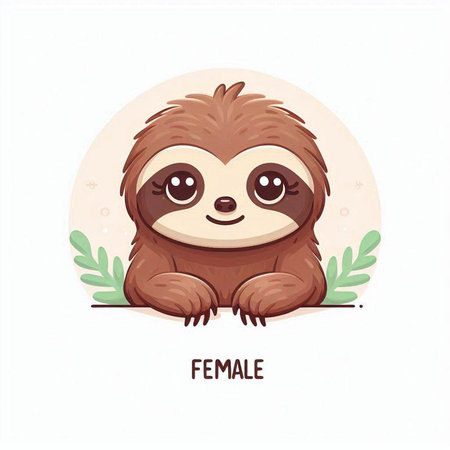 Cute cartoon sloth on a white background. Vector illustration.のイラスト素材