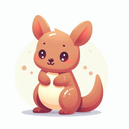 Cute kangaroo sitting on white background. Vector illustration.のイラスト素材