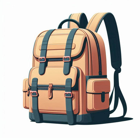 Backpack isolated on a white background. Vector illustration. Eps 10.のイラスト素材