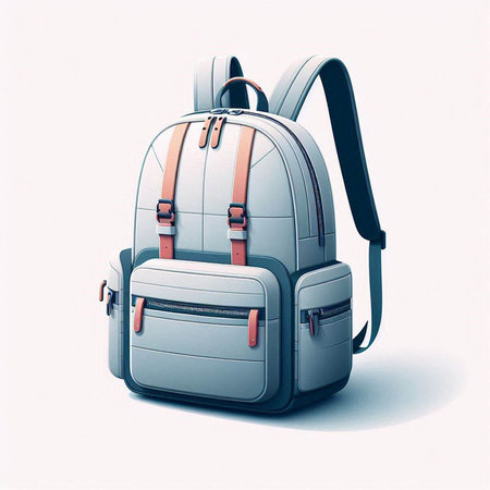 Backpack isolated on a white background. 3d render illustration.のイラスト素材