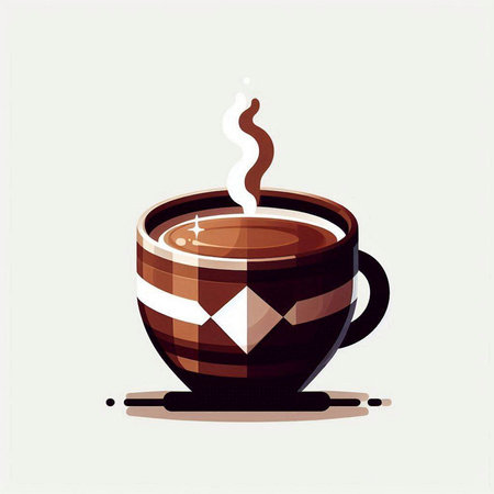 Coffee cup with ice cubes and steam. Vector illustration.のイラスト素材