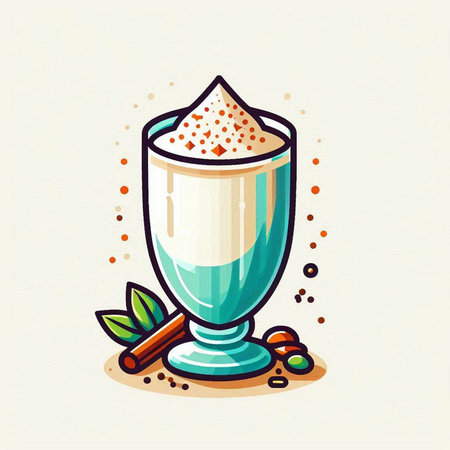 Milkshake with whipped cream and cinnamon. Hand drawn vector illustration.のイラスト素材