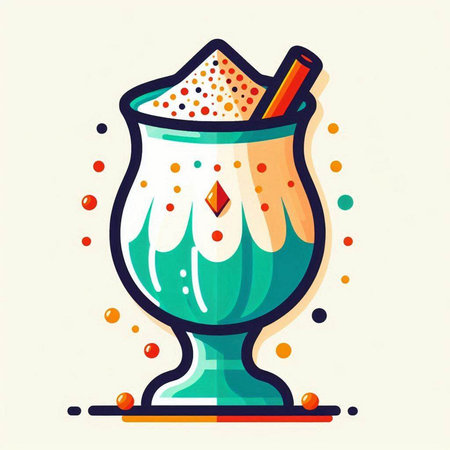 Cocktail with whipped cream and cinnamon. Vector illustration in flat styleのイラスト素材