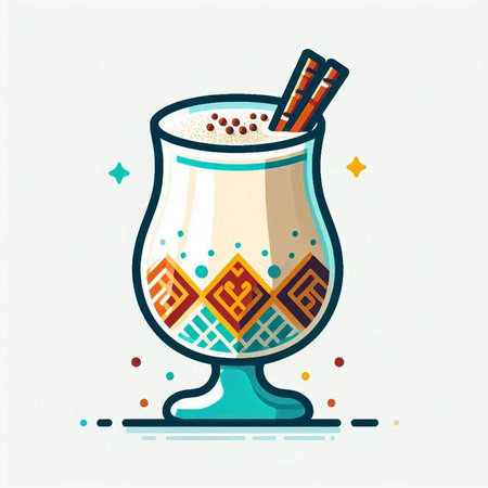 Cocktail in a glass with a pattern. Vector illustration.のイラスト素材