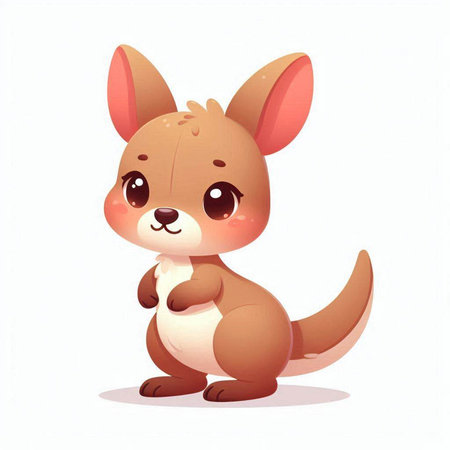 Cute kangaroo cartoon vector illustration. Cute kangaroo character.のイラスト素材