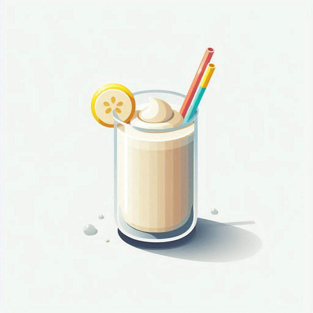 milkshake in a glass on a white background, vector illustrationのイラスト素材