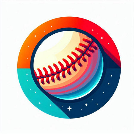 baseball ball in a circle on a white background, vector illustrationのイラスト素材