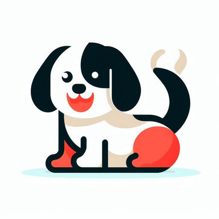 Cute cartoon dog sitting on a white background. Vector illustration.のイラスト素材