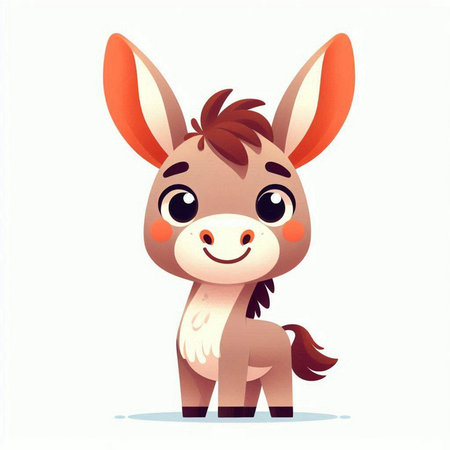 Cute cartoon donkey. Vector illustration isolated on a white background.のイラスト素材