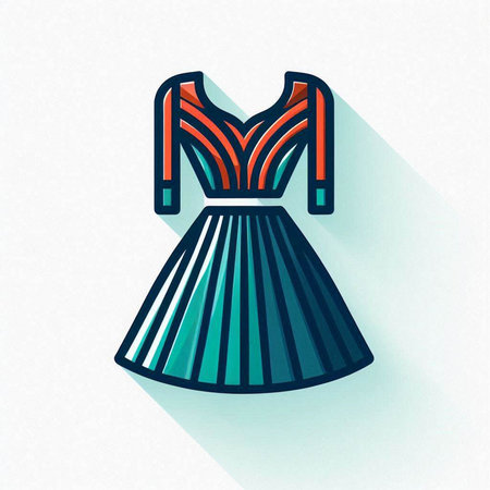Women's dress icon. Long shadow style. Vector Illustration.のイラスト素材