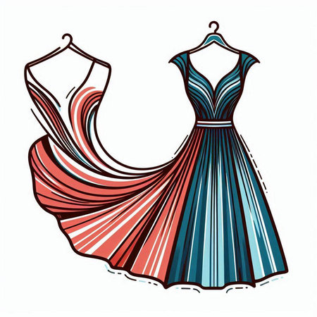 Vector illustration of a beautiful woman's dress on a hanger.のイラスト素材