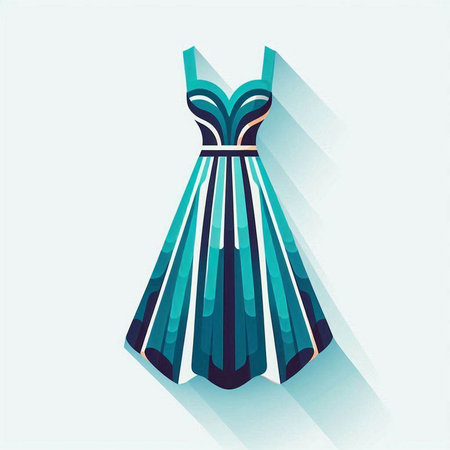 Illustration of a long dress in blue and turquoise colorsのイラスト素材