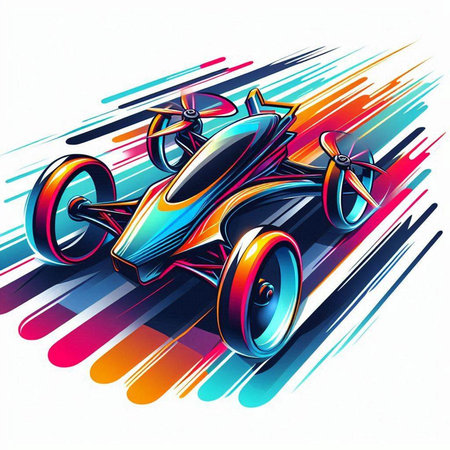 Racing car on colorful background, vector illustration. Eps 10.のイラスト素材