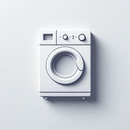 White washing machine isolated on white background. 3d render illustration.のイラスト素材